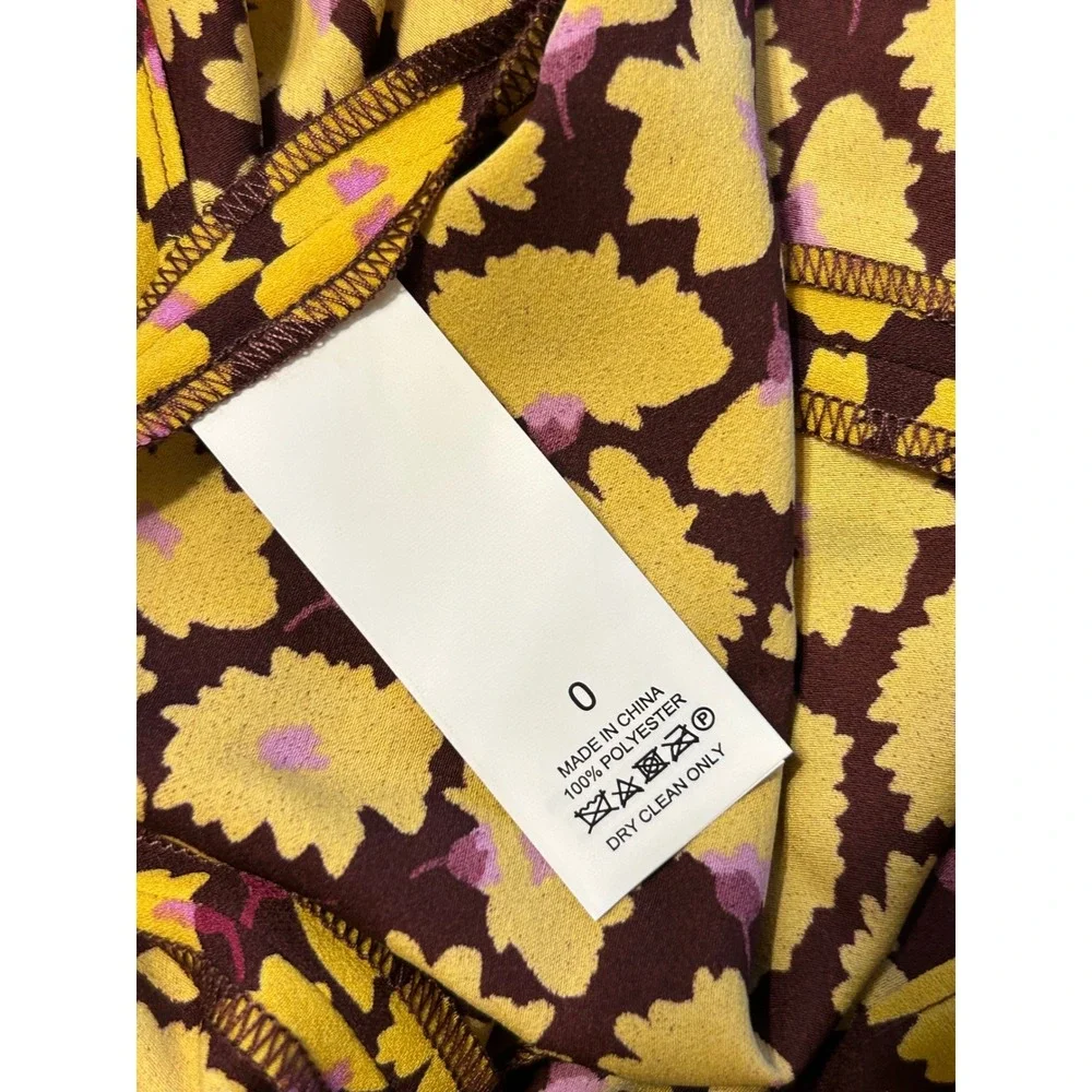 Kate Spade New York Floral‎ Midi Skirt Yellow Brown Pink Size 0 NWOT